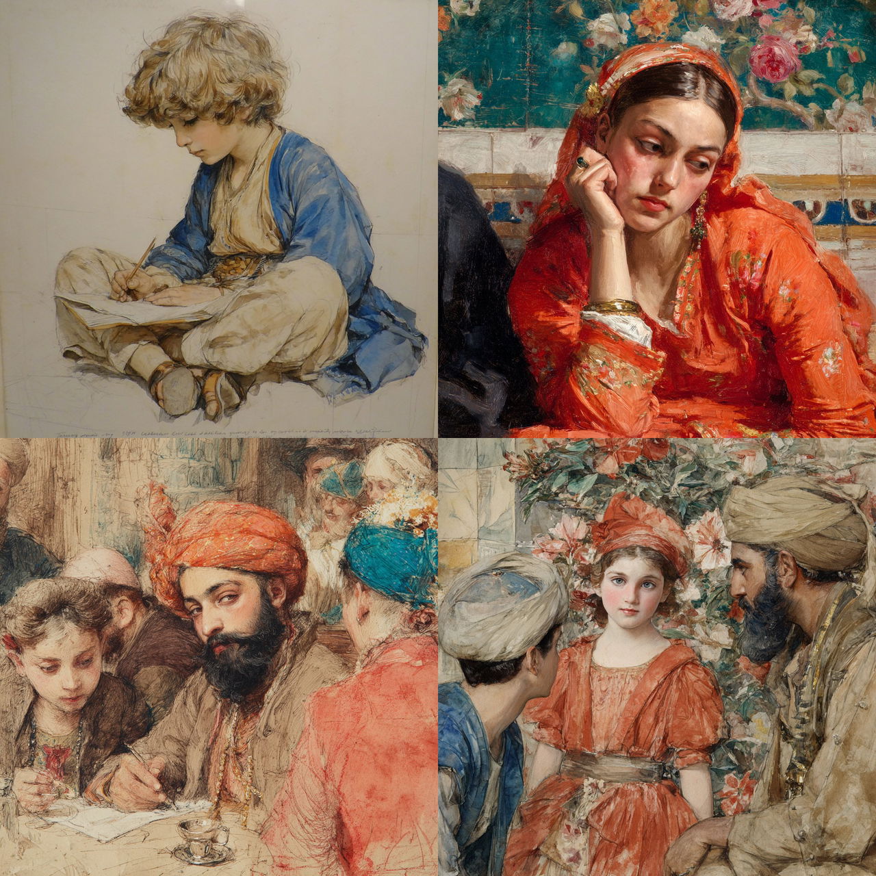 John Frederick Lewis style, Midjourney V7, render 1 of 4