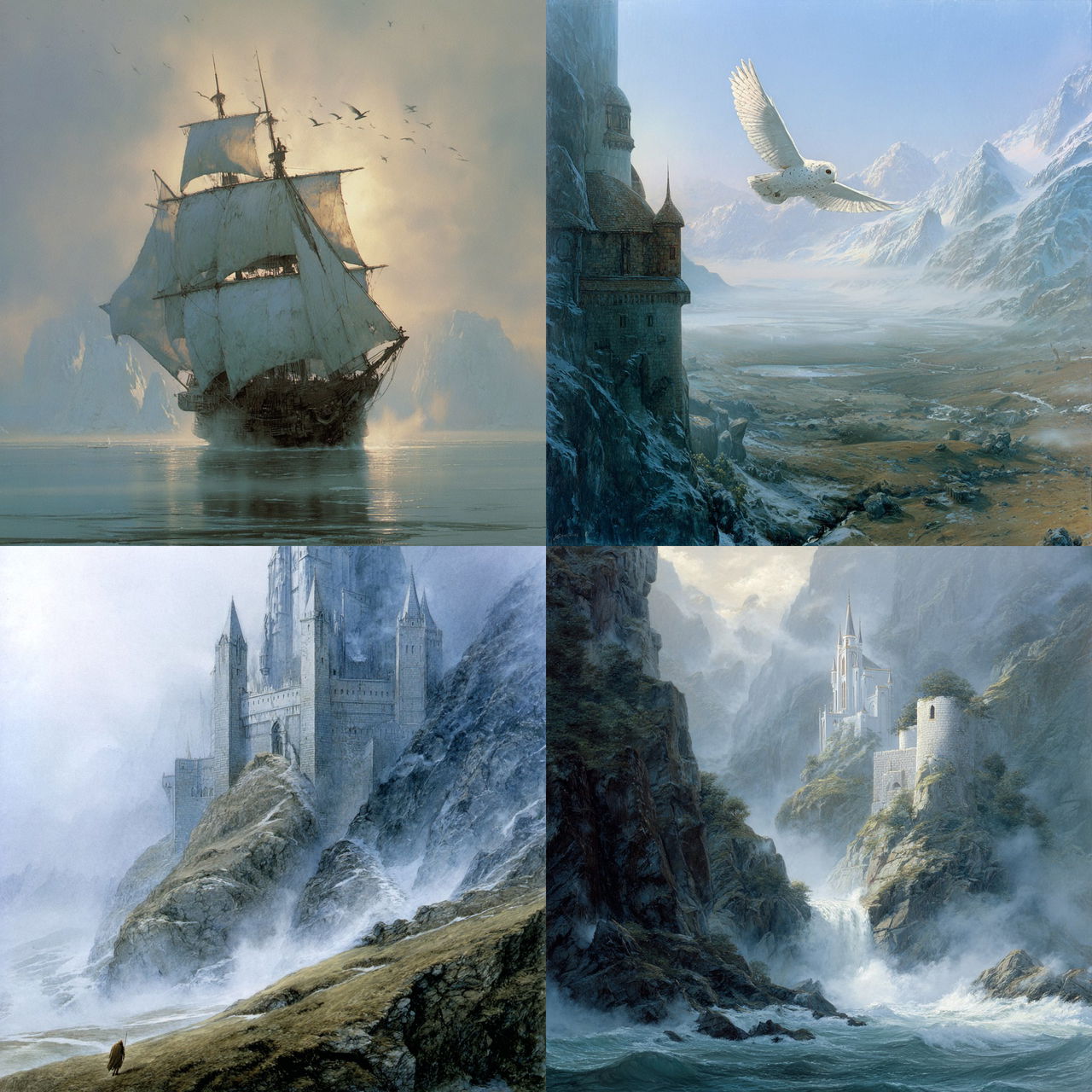 John Howe style, Midjourney V7, render 1 of 4