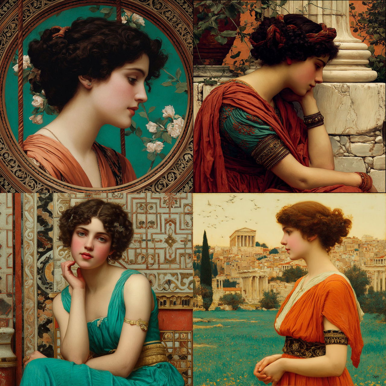 John William Godward style, Midjourney V7, render 1 of 4