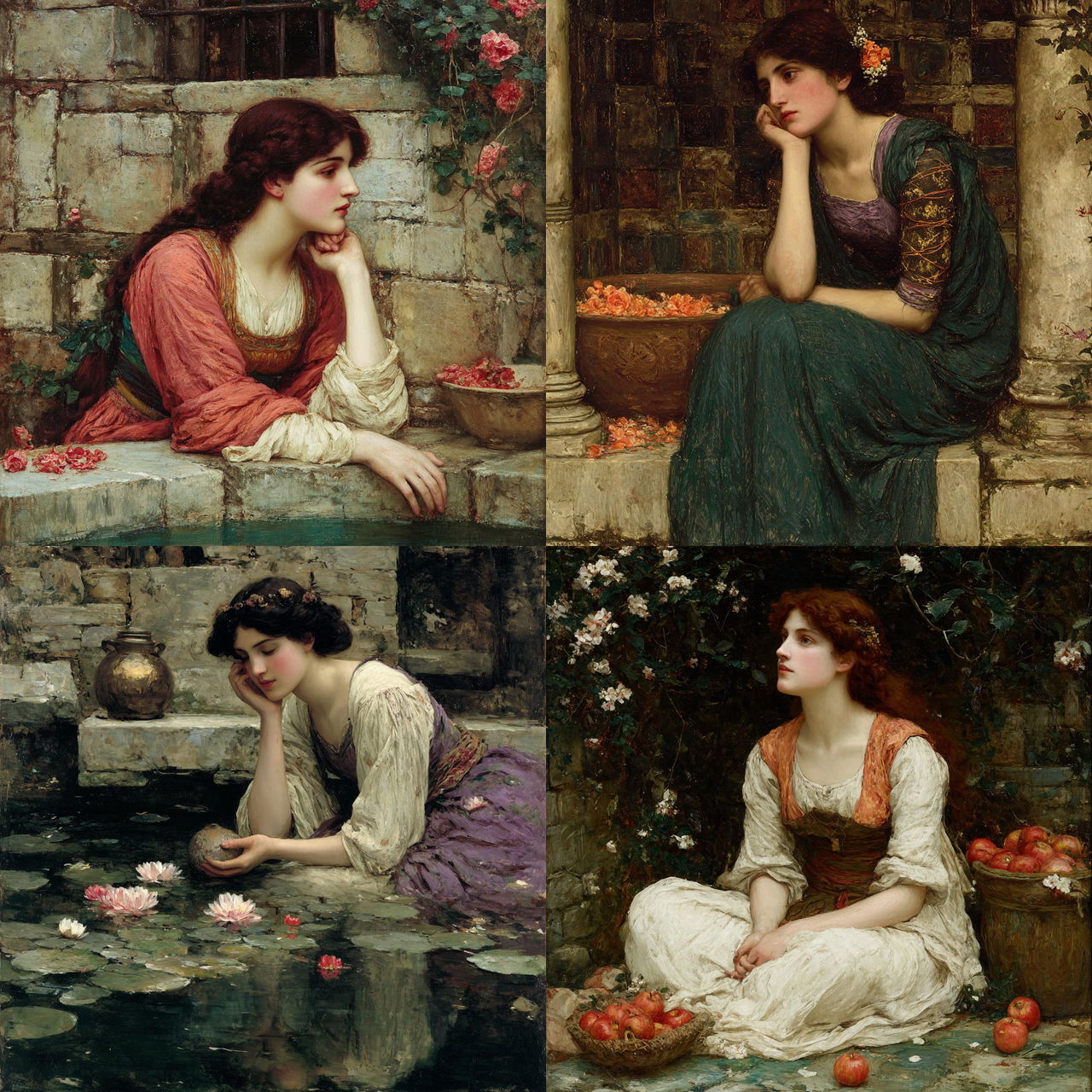 John William Waterhouse style, Midjourney V7, render 1 of 4