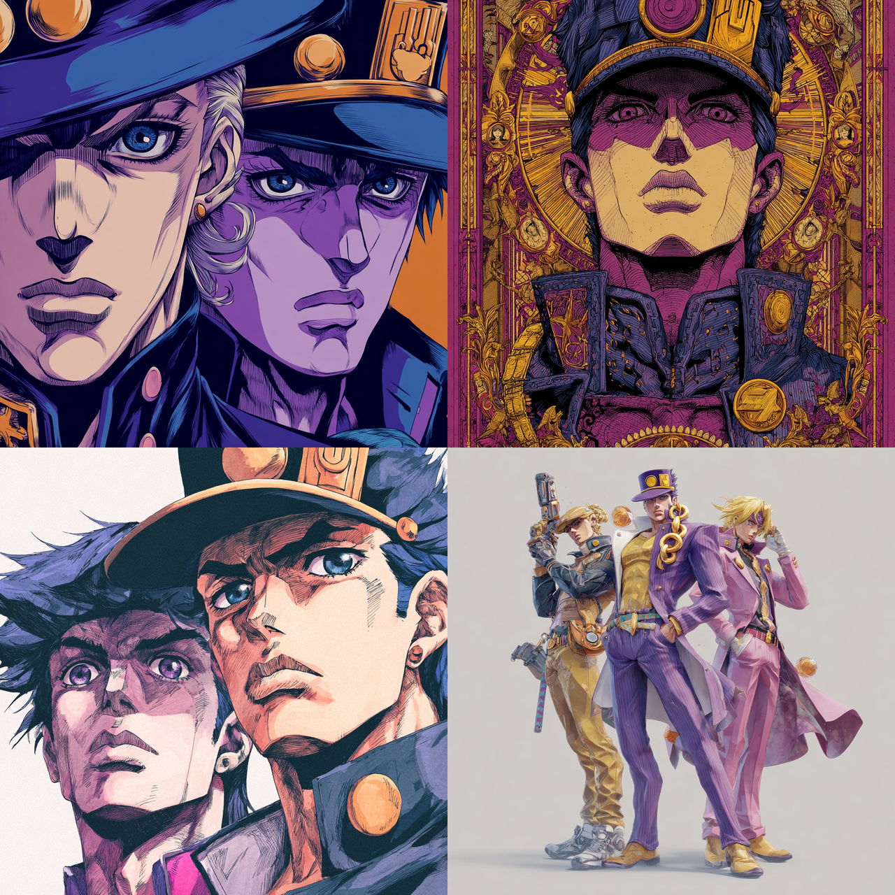 JoJos Bizarre Adventure style, Midjourney V7, render 1 of 4