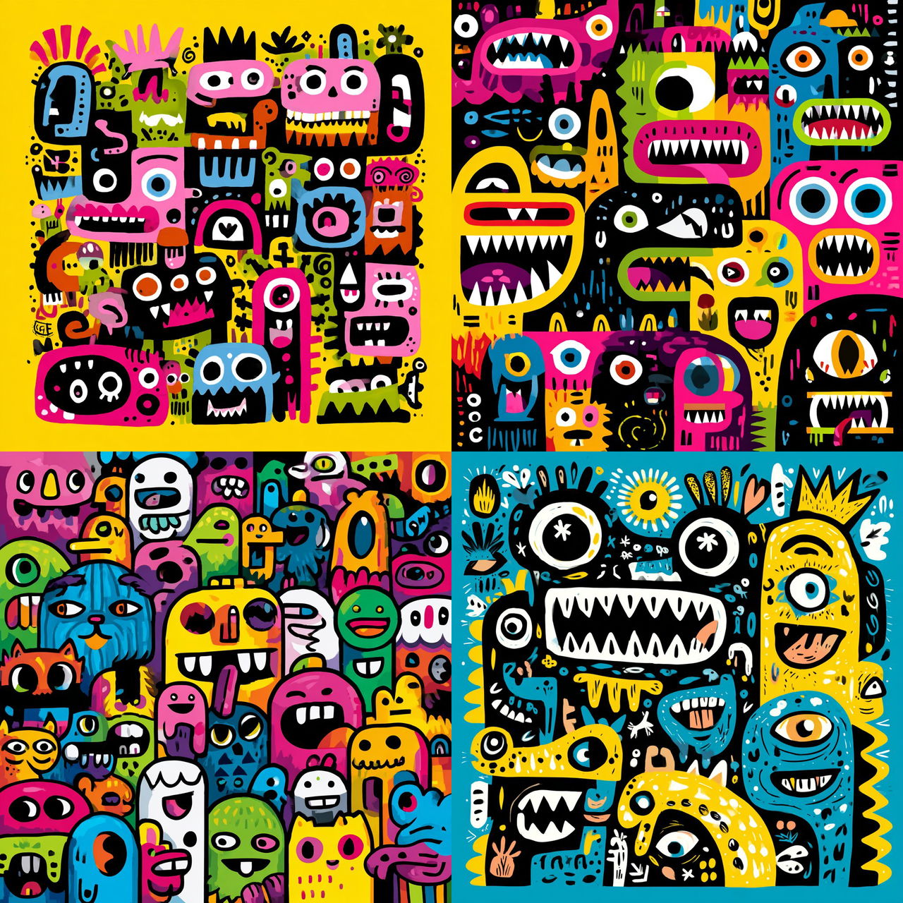 Jon Burgerman style, Midjourney V7, render 1 of 4
