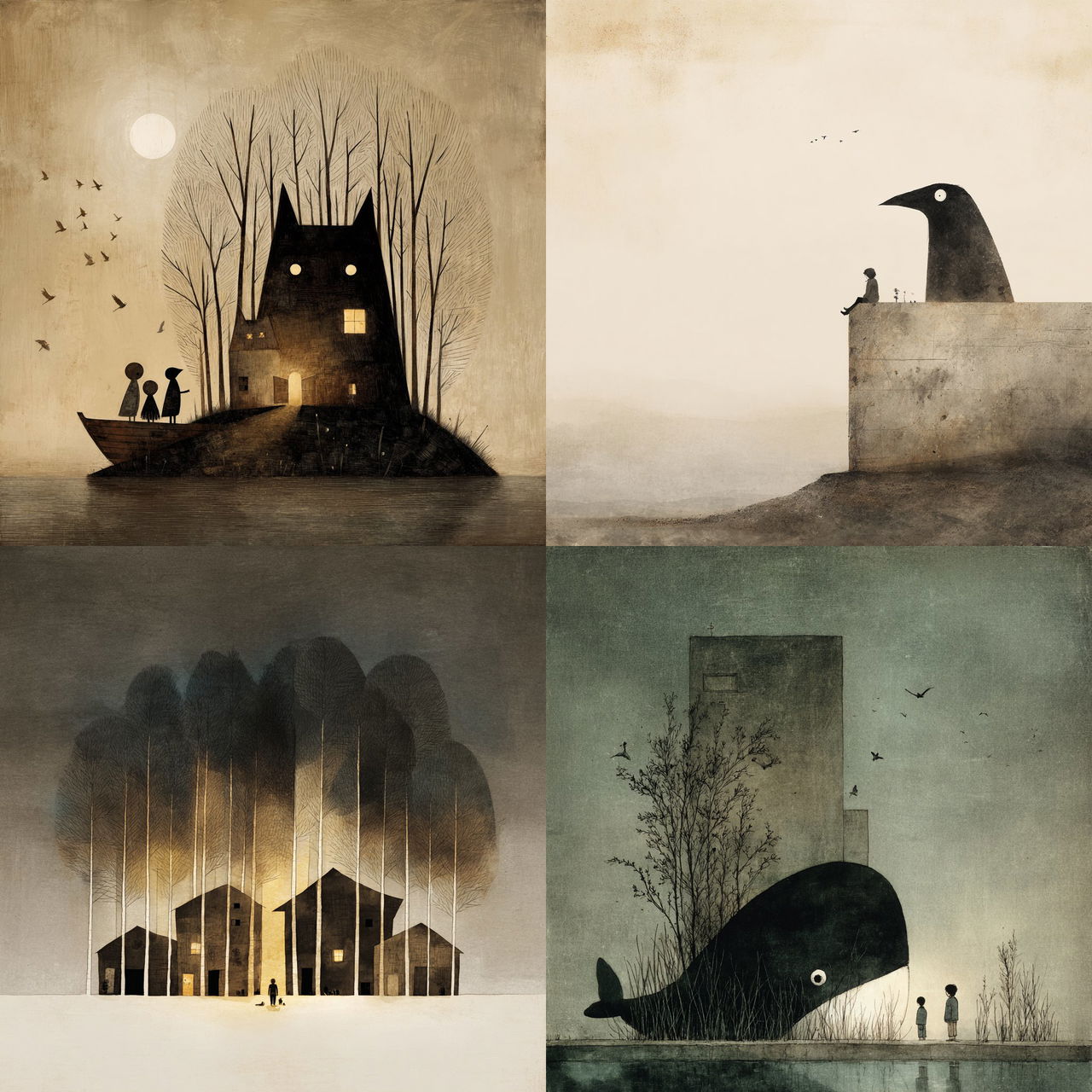 Jon Klassen style, Midjourney V7, render 1 of 4