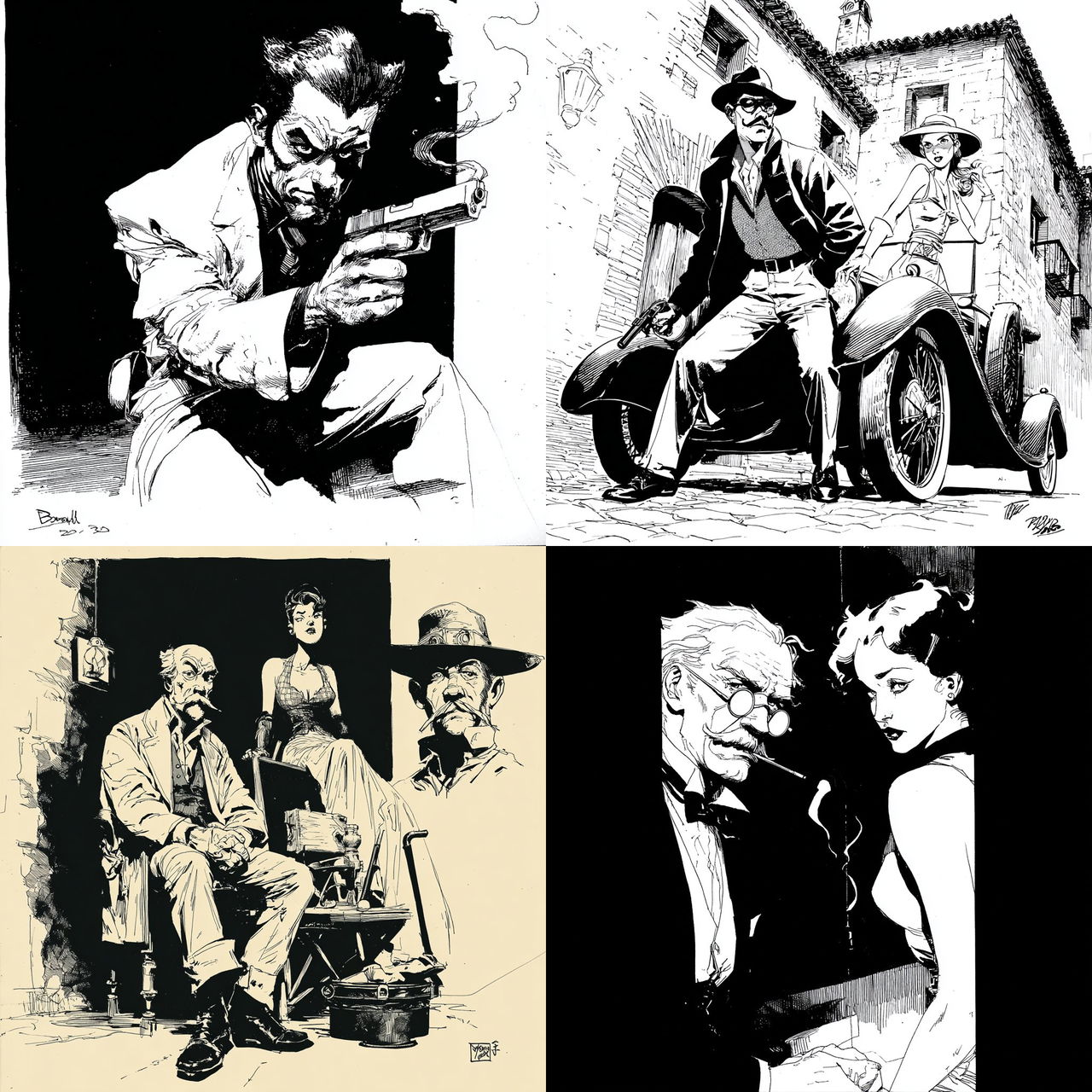 Jordi Bernet style, Midjourney V7, render 1 of 4