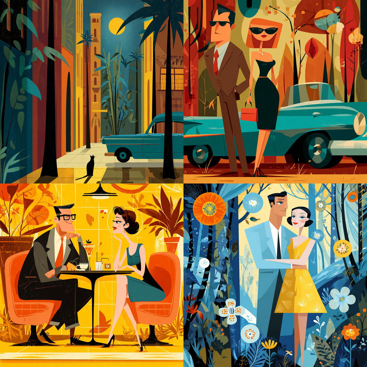 Josh Agle style, Midjourney V7, render 1 of 4