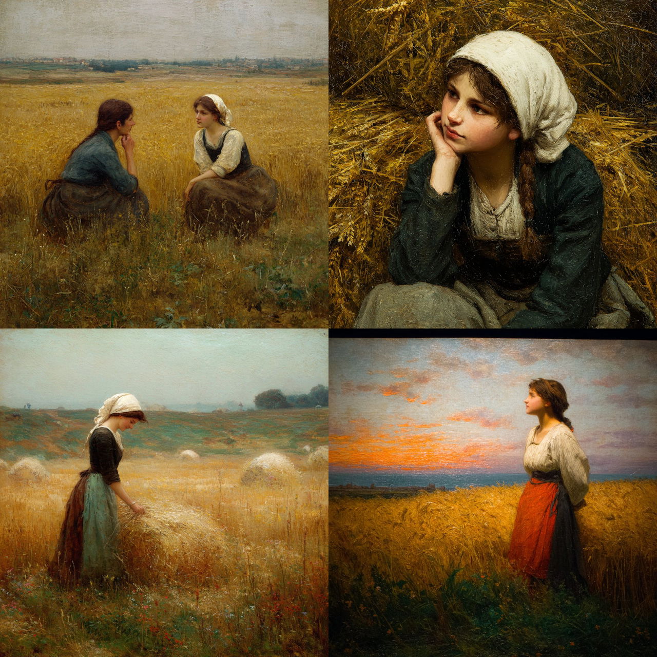 Jules Breton style, Midjourney V7, render 1 of 4