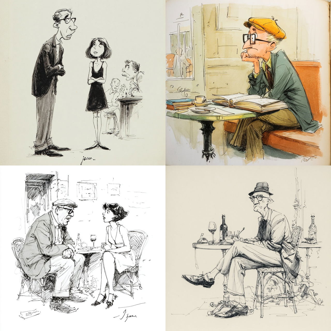 Jules Feiffer style, Midjourney V7, render 1 of 4