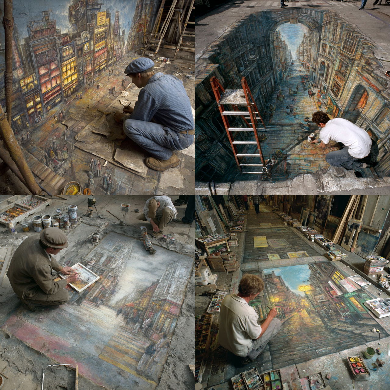 Julian Beever style, Midjourney V7, render 1 of 4