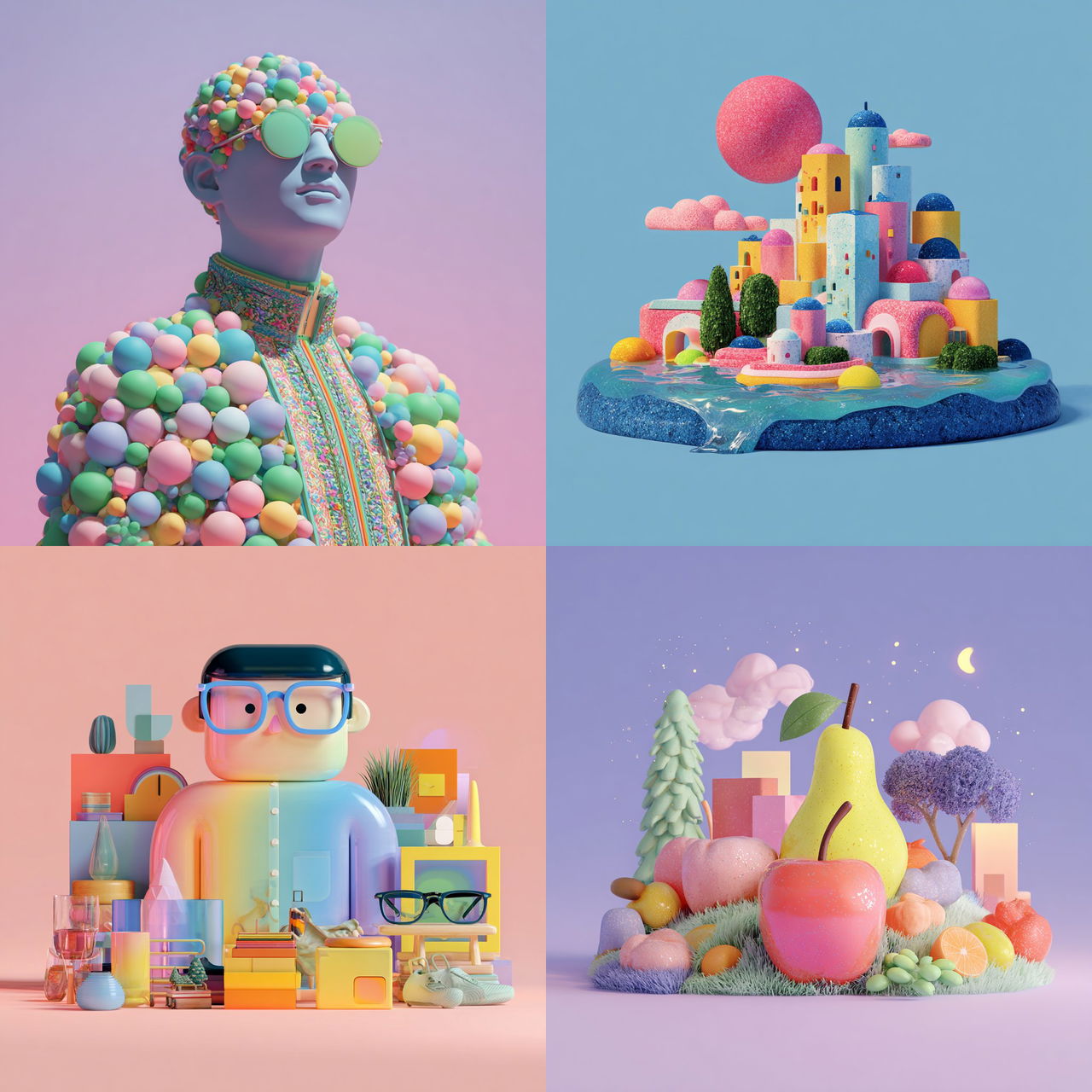 Julian Glander style, Midjourney V7, render 1 of 4