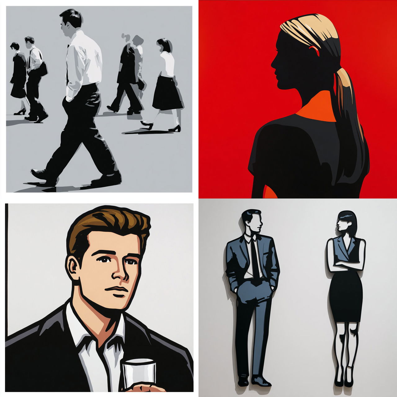Julian Opie style, Midjourney V7, render 1 of 4