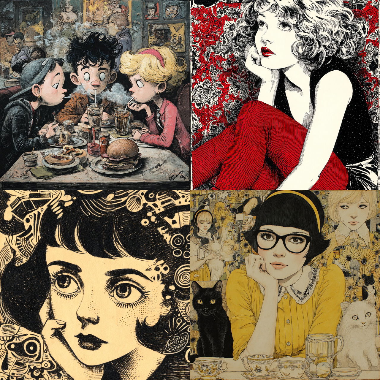 Julie Doucet style, Midjourney V7, render 1 of 4