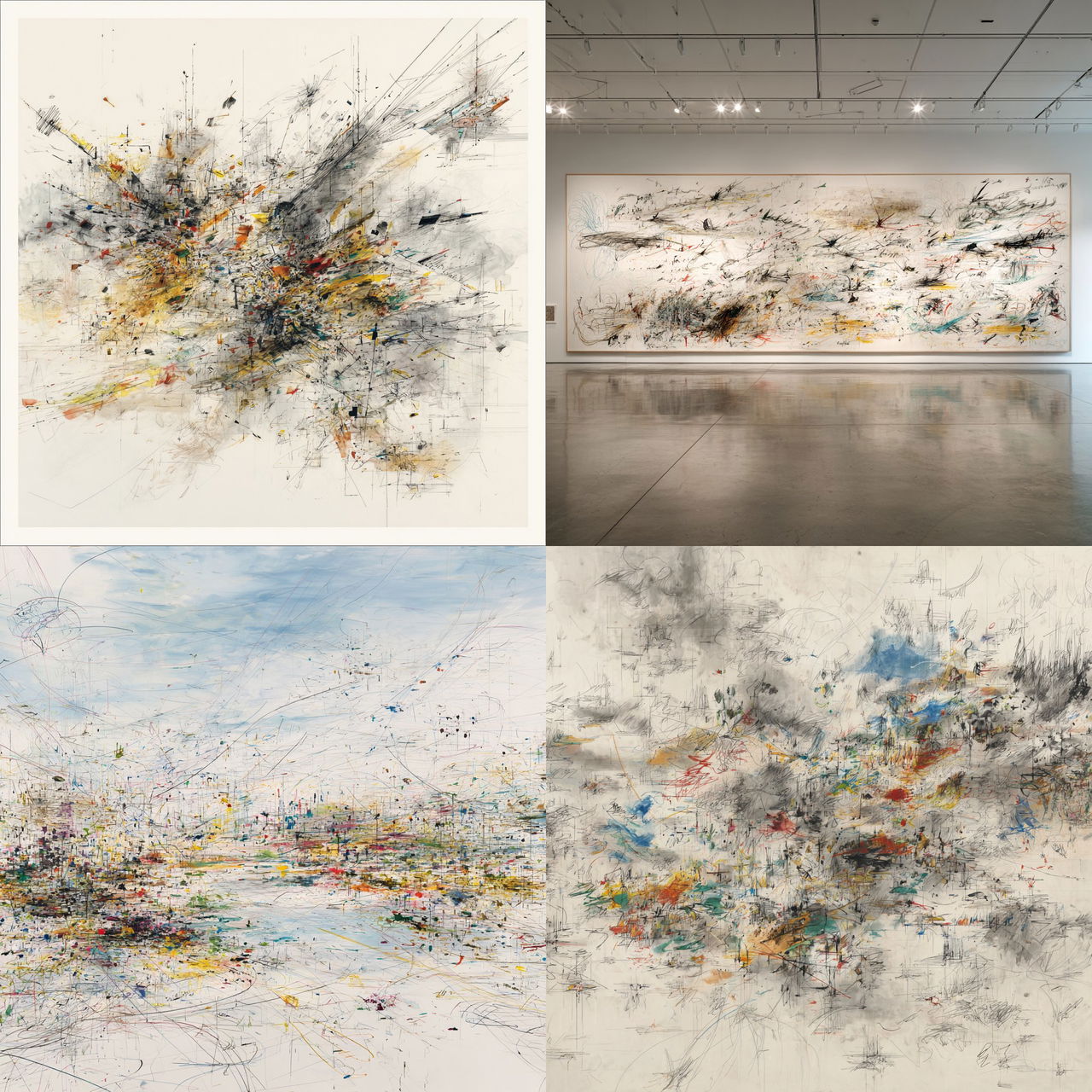 Julie Mehretu style, Midjourney V7, render 1 of 4