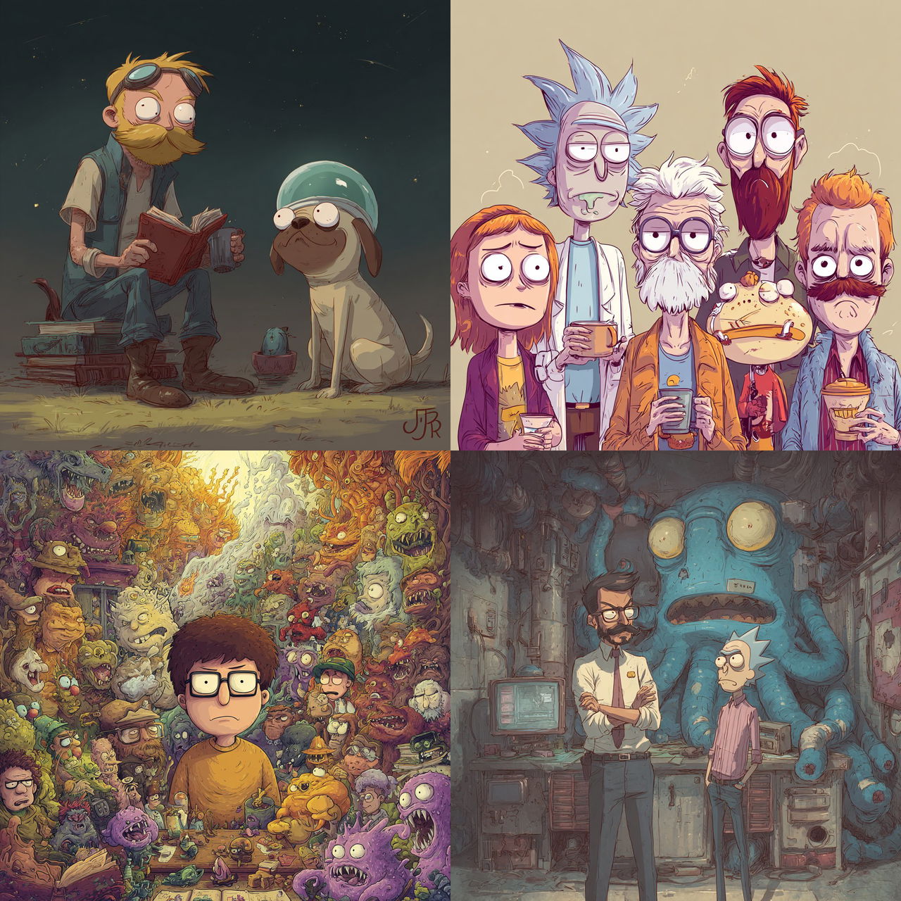 Justin Roiland style, Midjourney V7, render 1 of 4