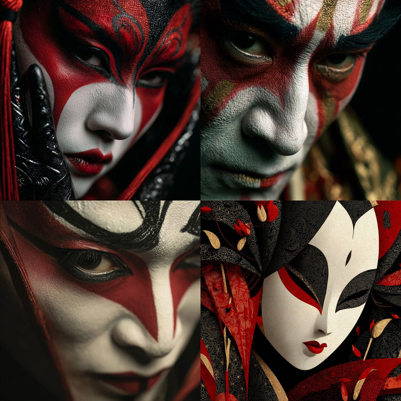Kabuki style, Midjourney V7, render 1 of 4