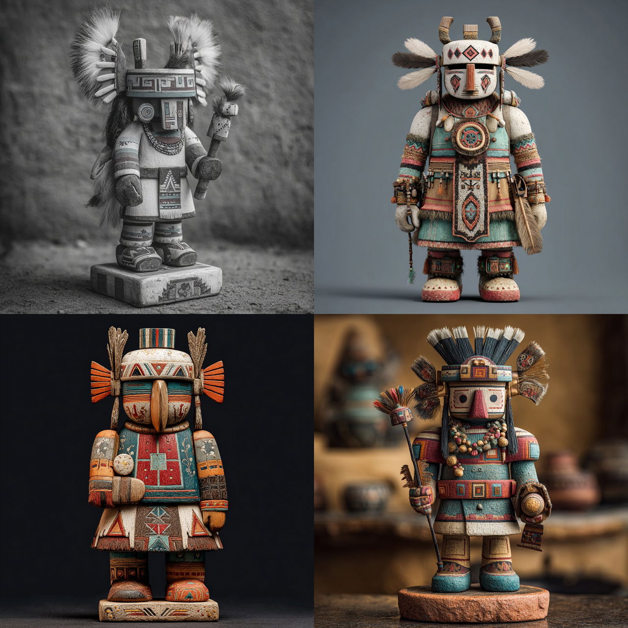 Kachina doll style, Midjourney V7, render 1 of 4