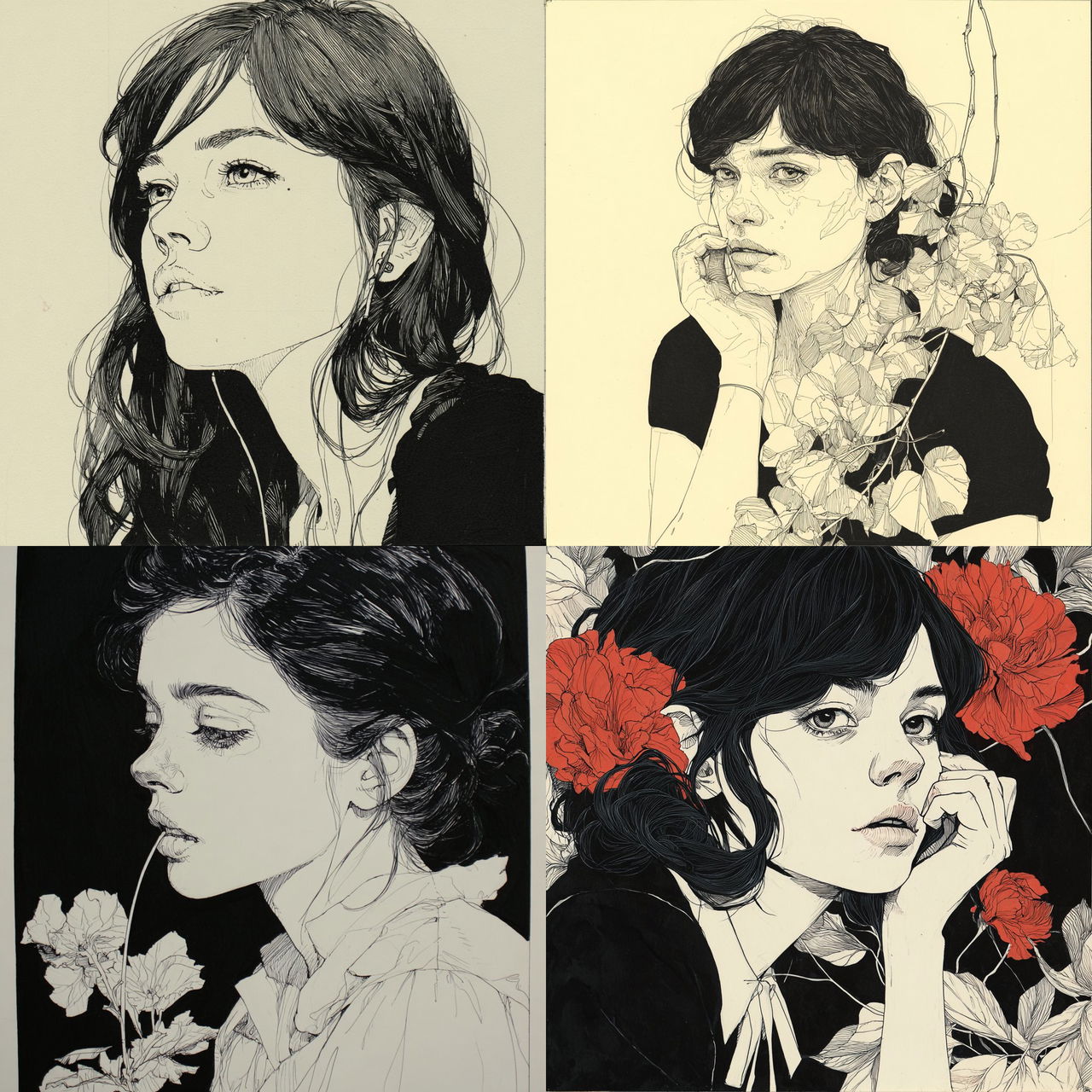Kaethe Butcher style, Midjourney V7, render 1 of 4