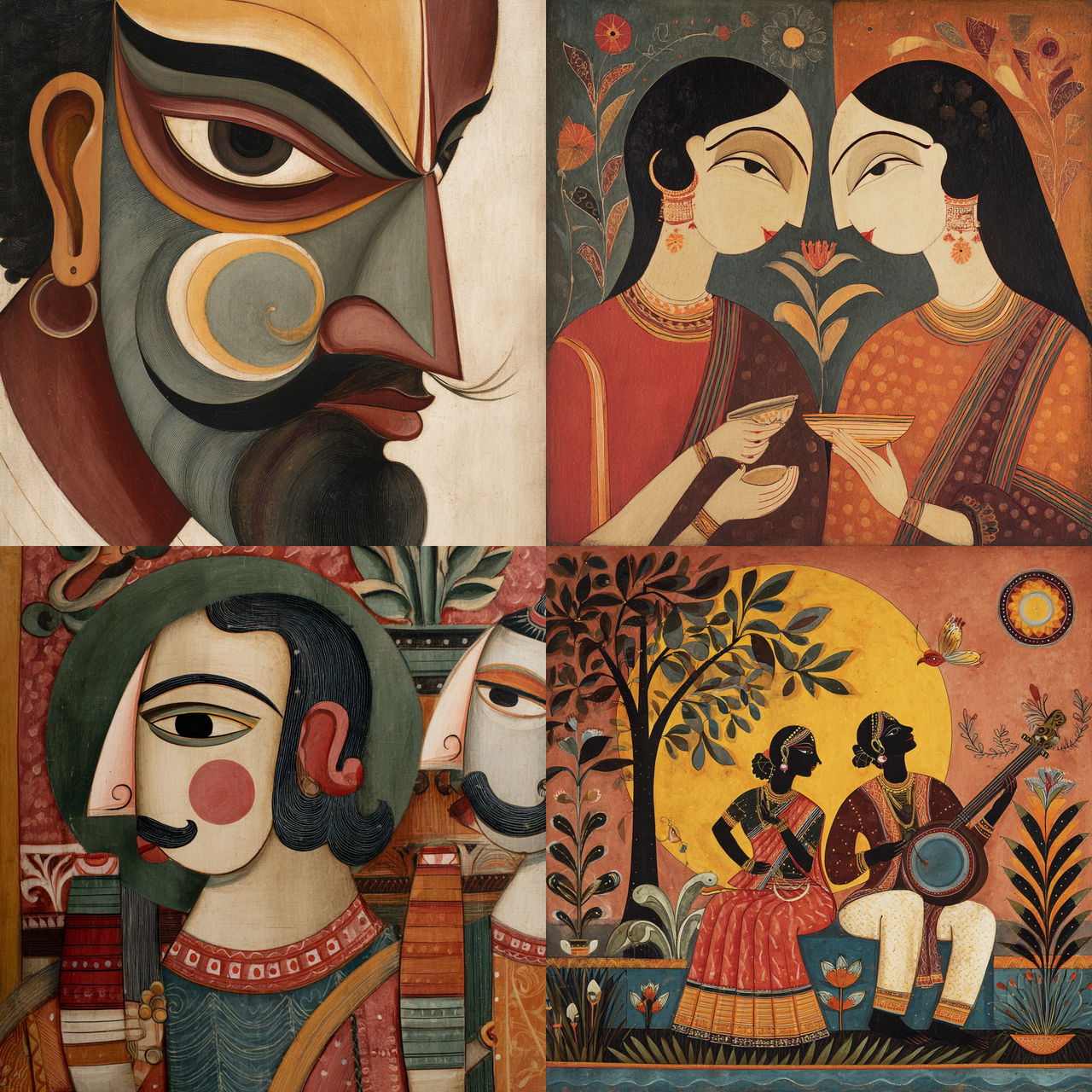 Kalighat painting style, Midjourney V7, render 1 of 4