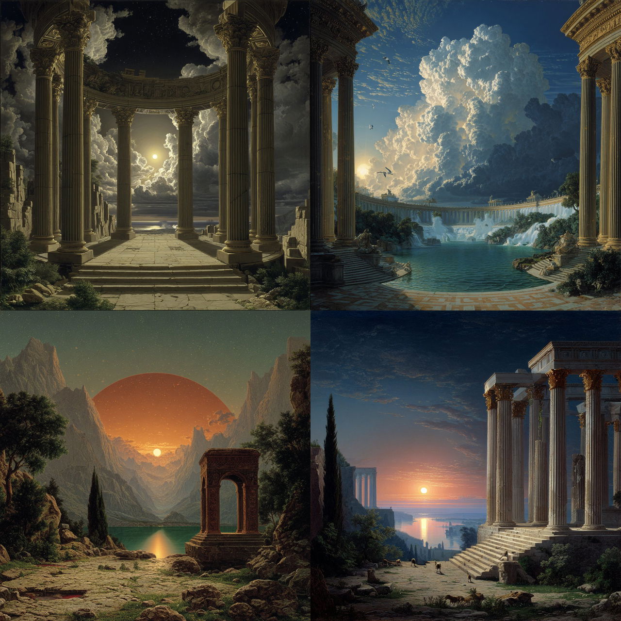 Karl Friedrich Schinkel style, Midjourney V7, render 1 of 4