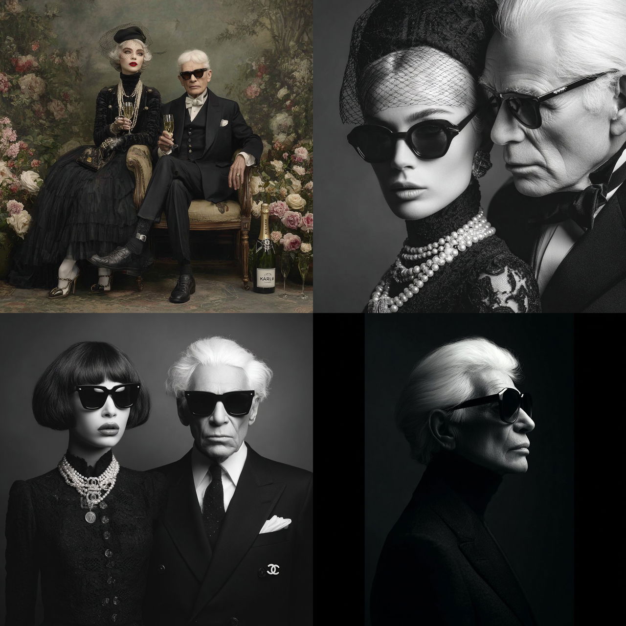 Karl Lagerfeld style, Midjourney V7, render 1 of 4