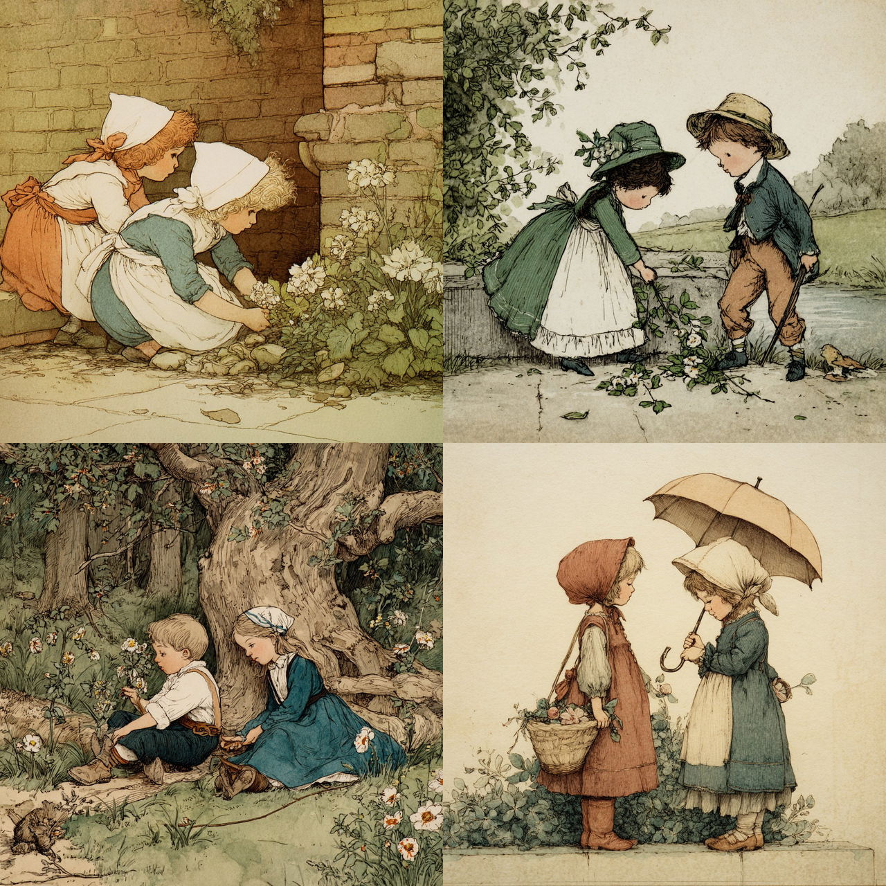 Kate Greenaway style, Midjourney V7, render 1 of 4