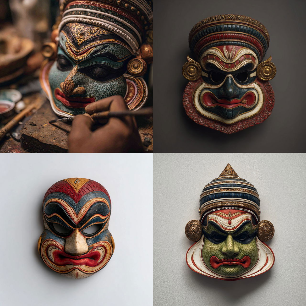 Kathakali mask style, Midjourney V7, render 1 of 4