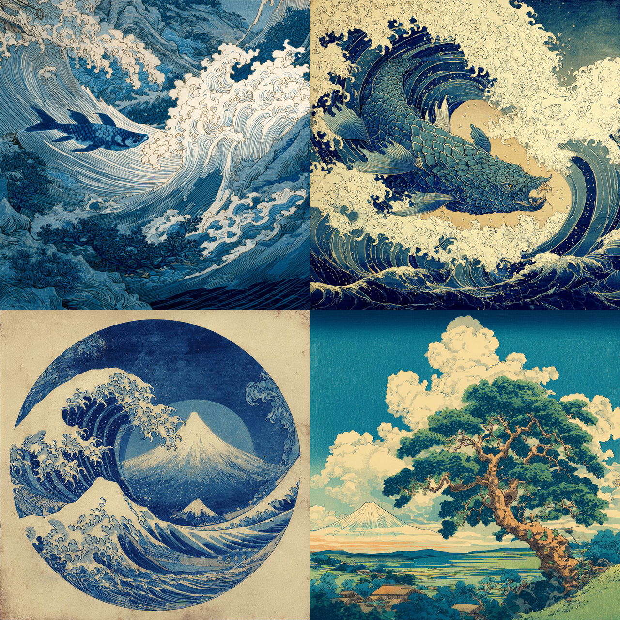 Katsushika Hokusai style, Midjourney V7, render 1 of 4