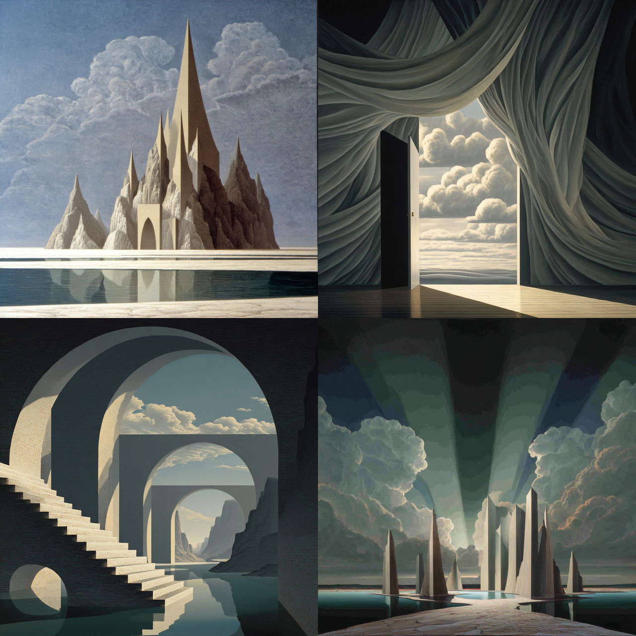 Kay Sage style, Midjourney V7, render 1 of 4
