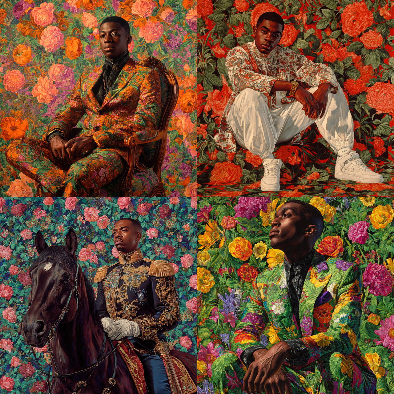 Kehinde Wiley style, Midjourney V7, render 1 of 4
