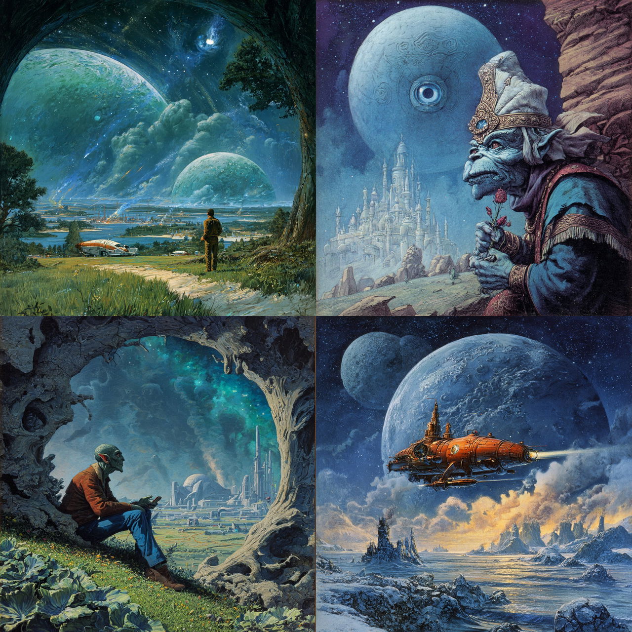 Kelly Freas style, Midjourney V7, render 1 of 4