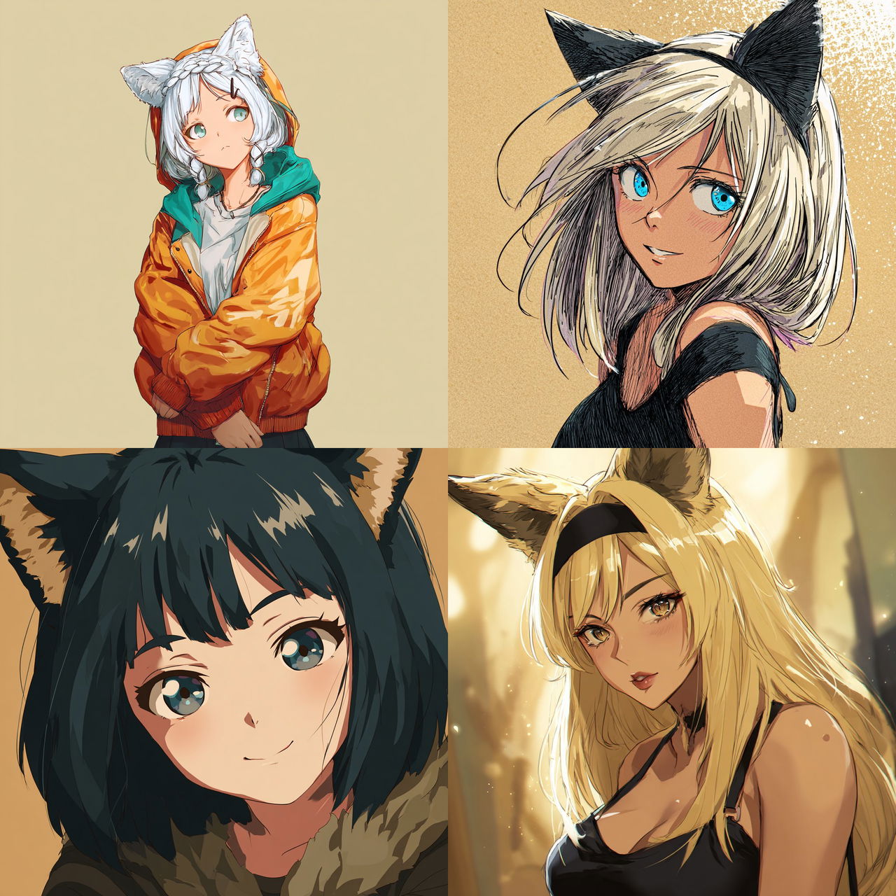 Kemonomimi anime style style, Midjourney V7, render 1 of 4