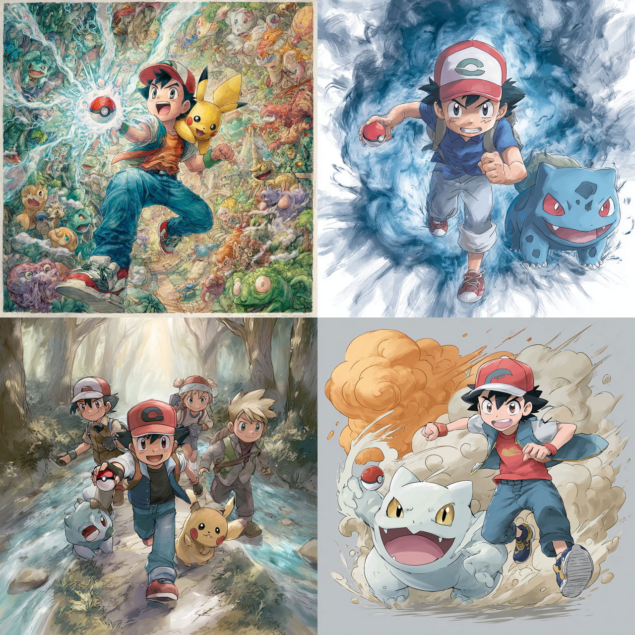 Ken Sugimori style, Midjourney V7, render 1 of 4