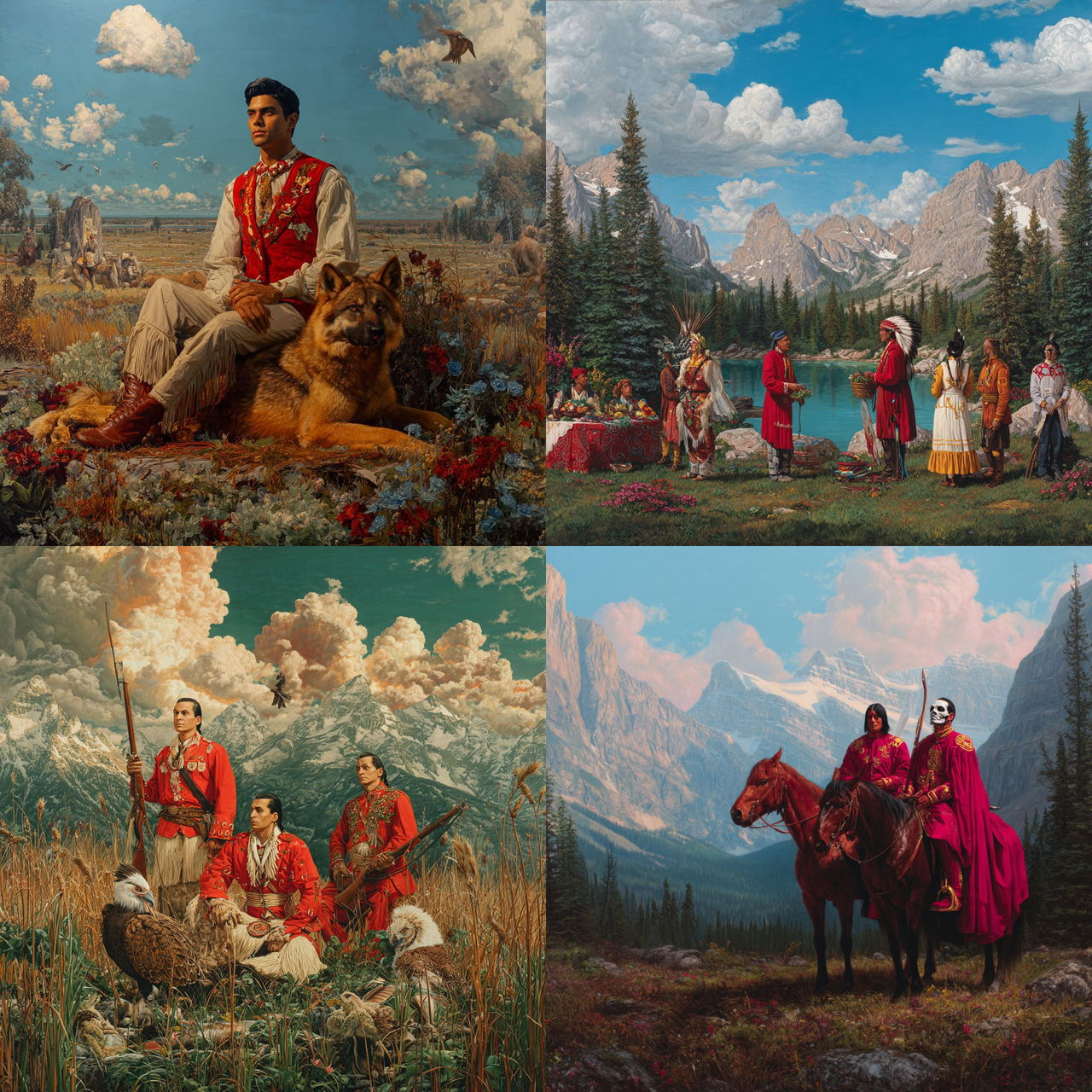 Kent Monkman style, Midjourney V7, render 1 of 4
