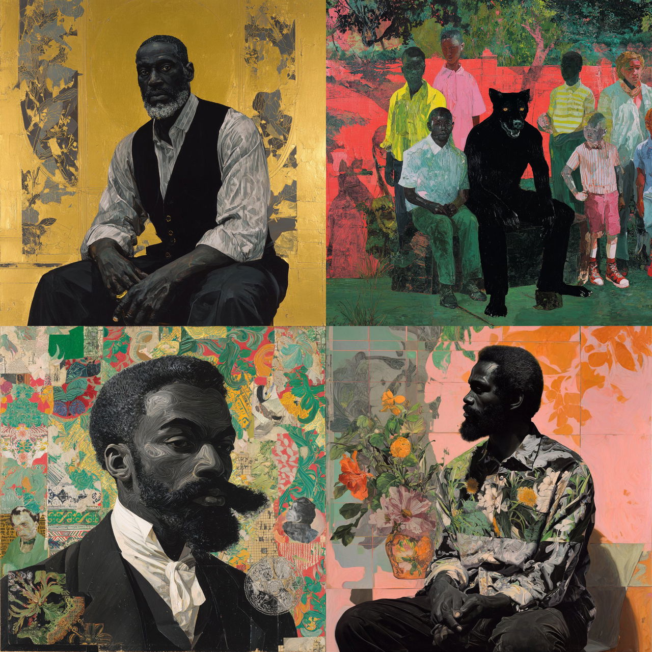 Kerry James Marshall style, Midjourney V7, render 1 of 4