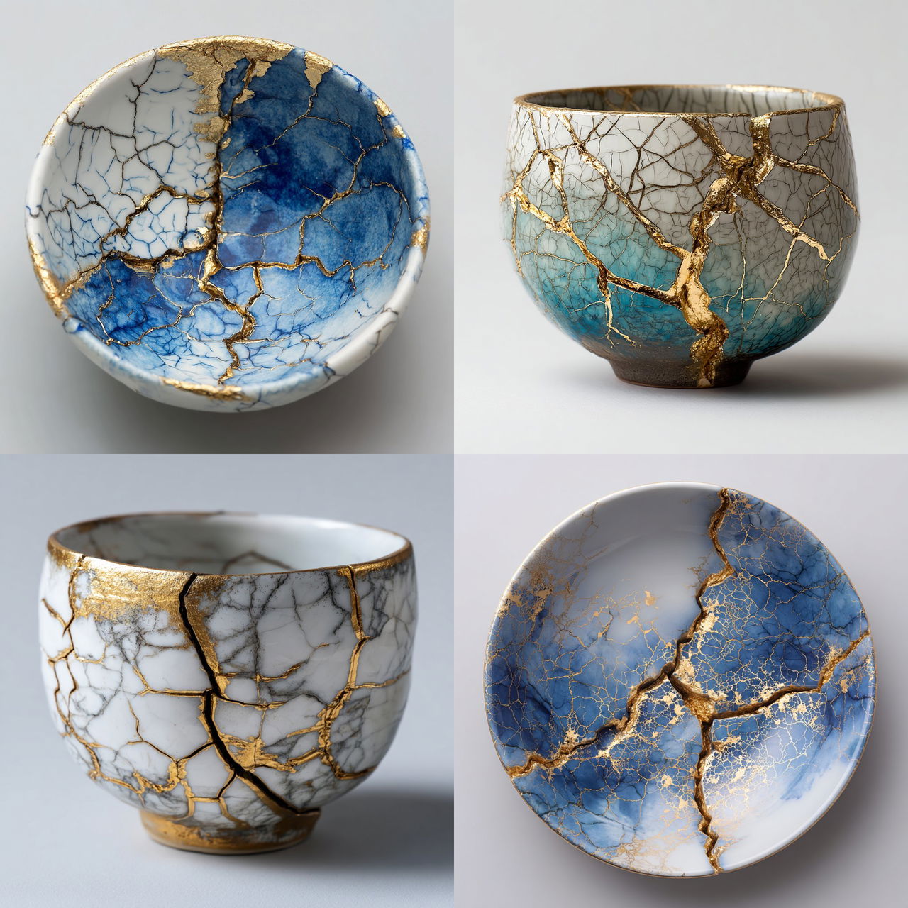 Kintsugi style, Midjourney V7, render 1 of 4
