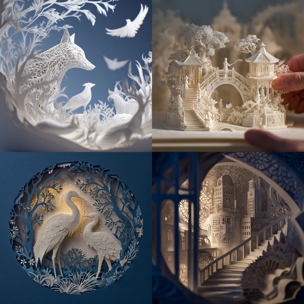Kirigami style, Midjourney V7, render 1 of 4