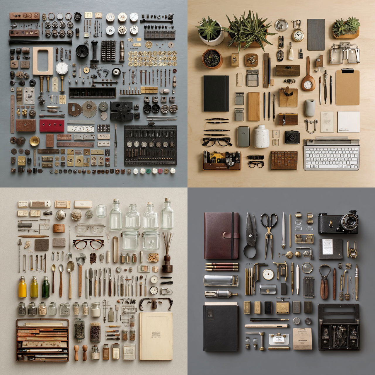 Knolling style, Midjourney V7, render 1 of 4