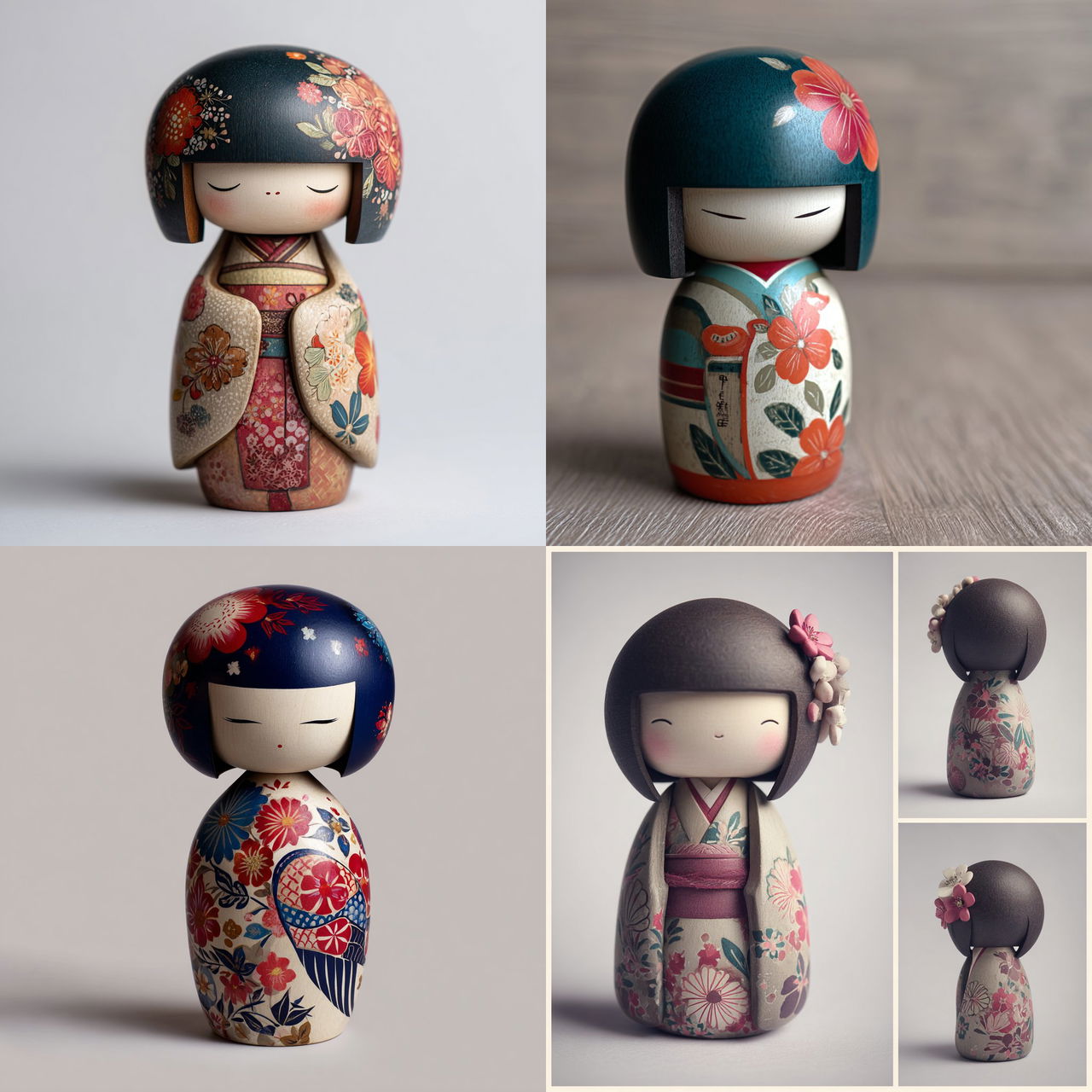 Kokeshi doll style, Midjourney V7, render 1 of 4