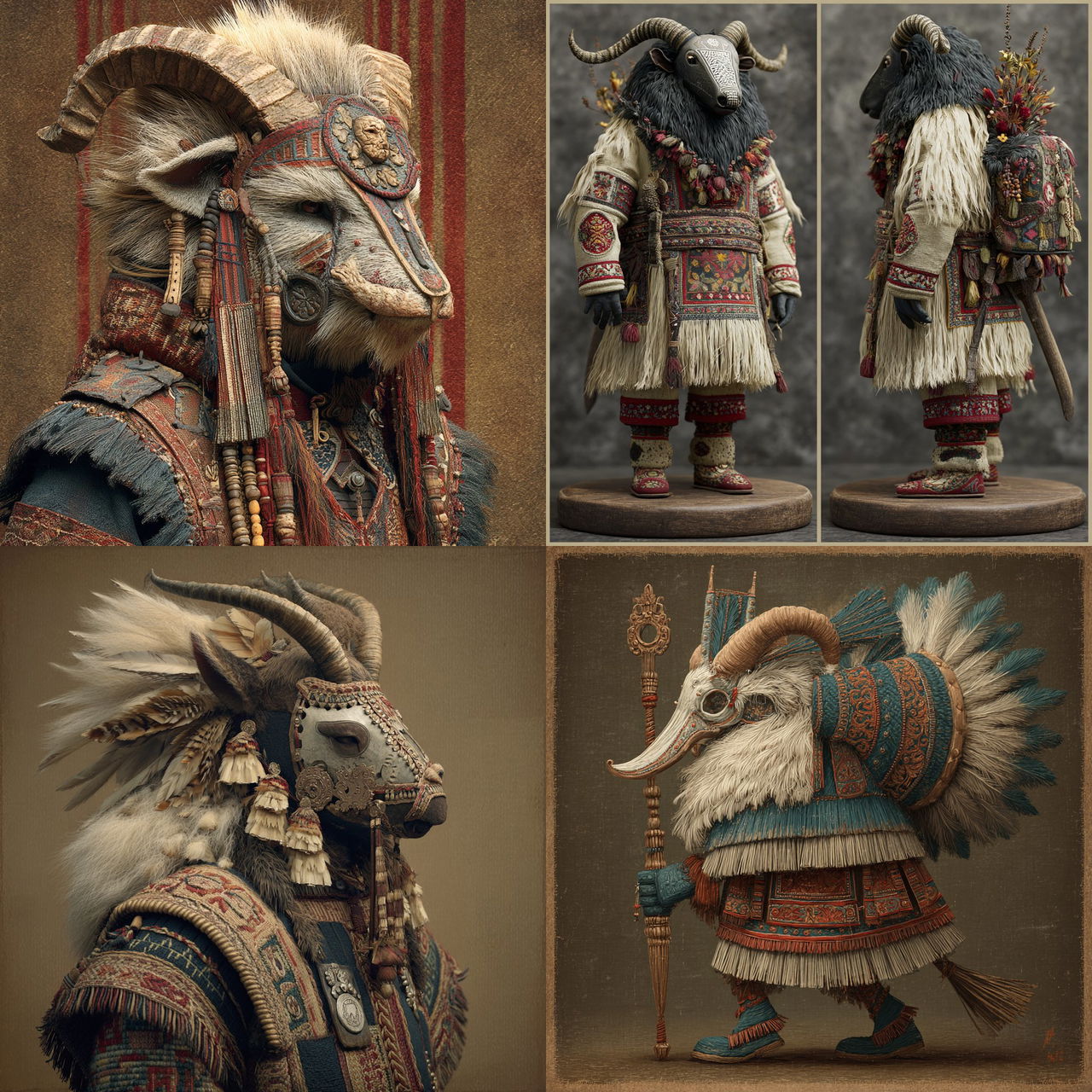Kukeri style, Midjourney V7, render 1 of 4