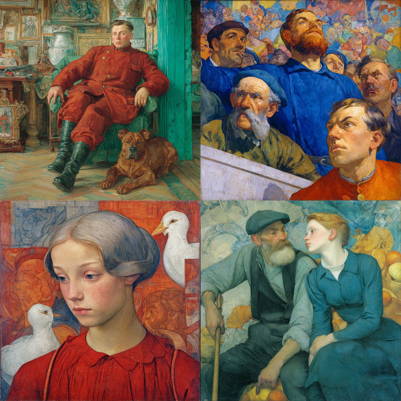 Kuzma Petrov-Vodkin style, Midjourney V7, render 1 of 4