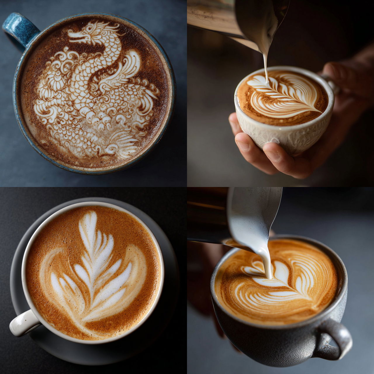 Latte art style, Midjourney V7, render 1 of 4