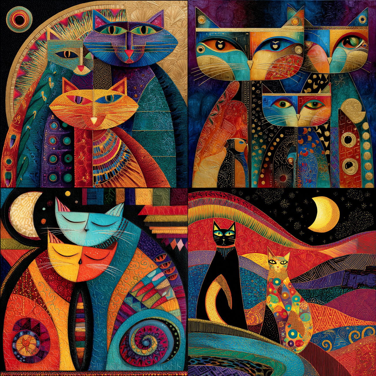 Laurel Burch style, Midjourney V7, render 1 of 4