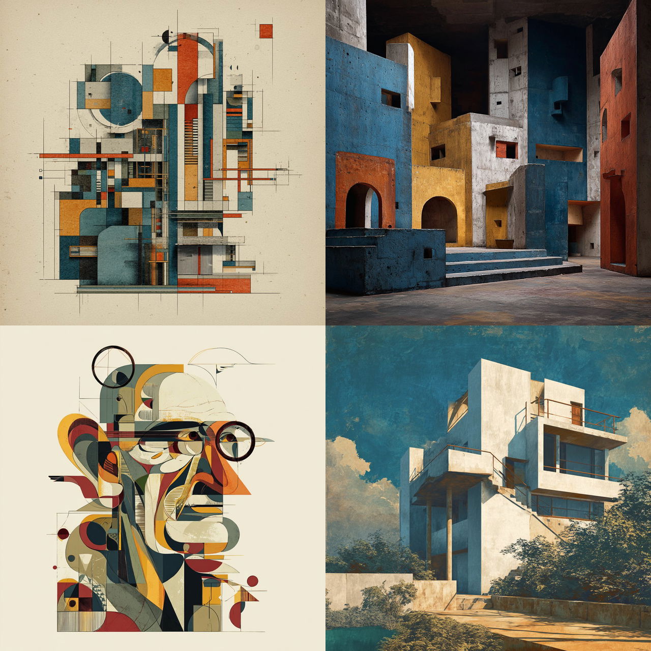 Le Corbusier style, Midjourney V7, render 1 of 4