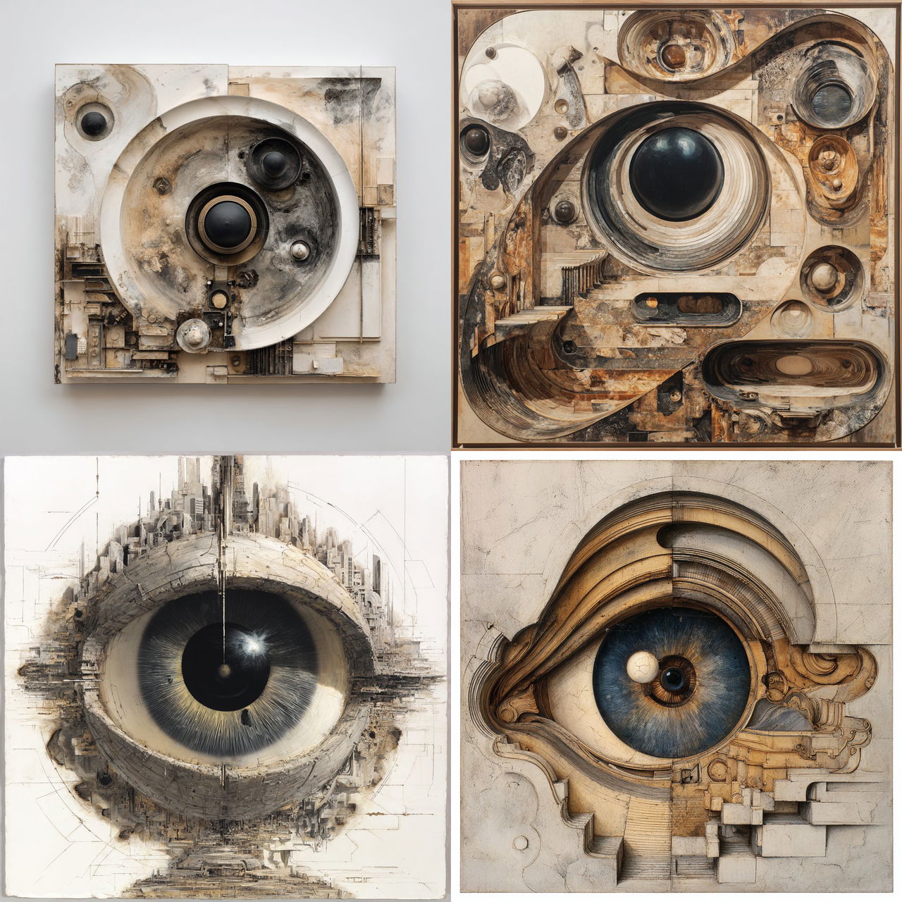 Lee Bontecou style, Midjourney V7, render 1 of 4
