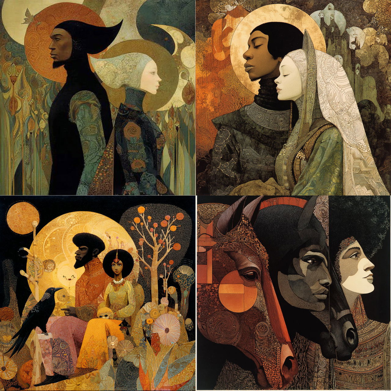 Leo and Diane Dillon style, Midjourney V7, render 1 of 4