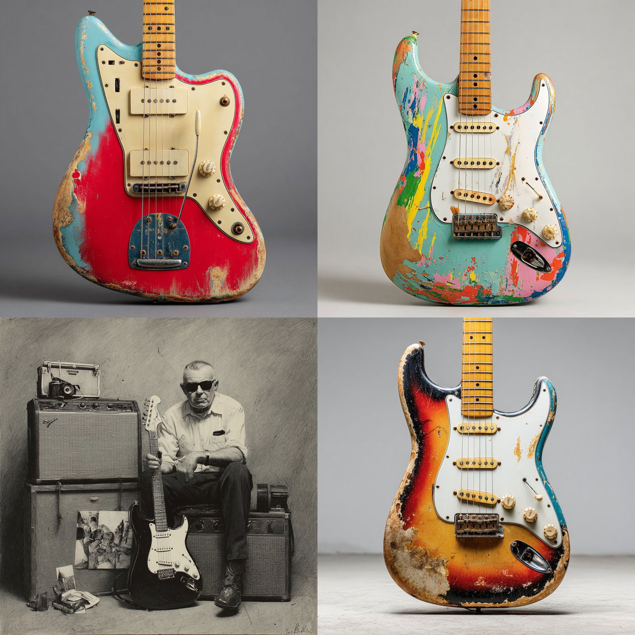 Leo Fender style, Midjourney V7, render 1 of 4