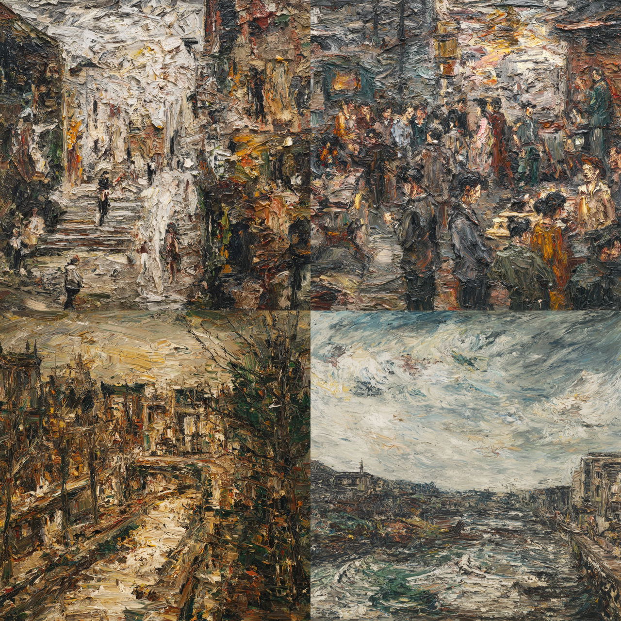 Leon Kossoff style, Midjourney V7, render 1 of 4