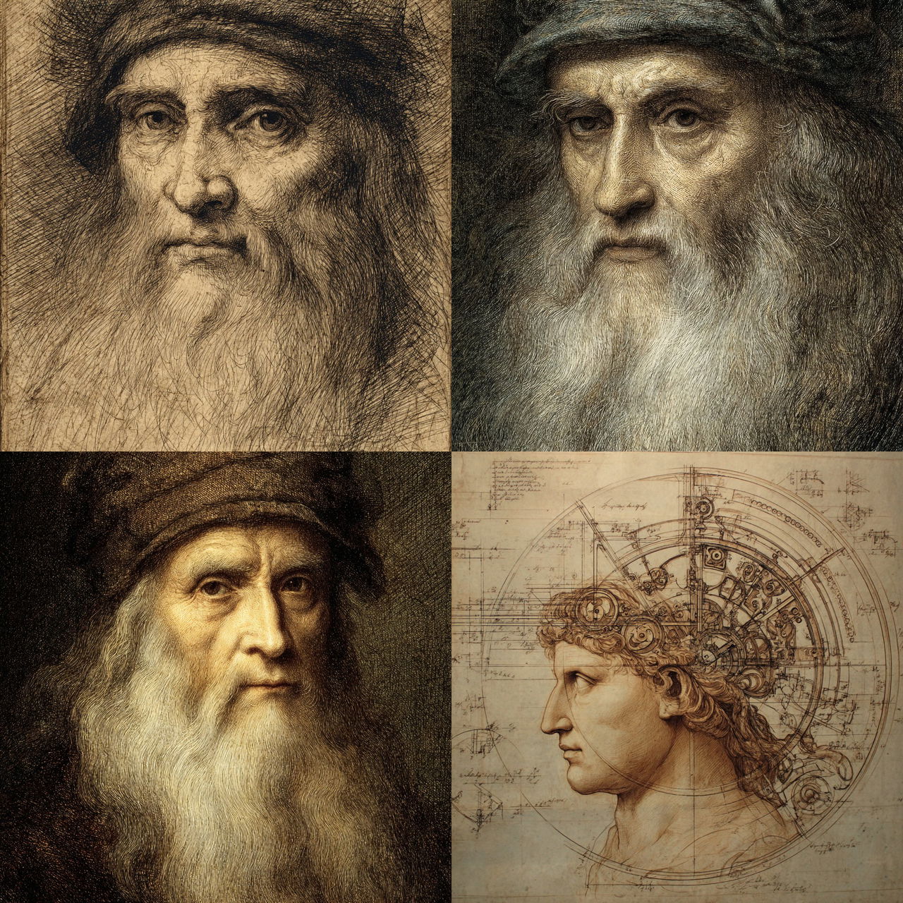 Leonardo Da Vinci style, Midjourney V7, render 1 of 4