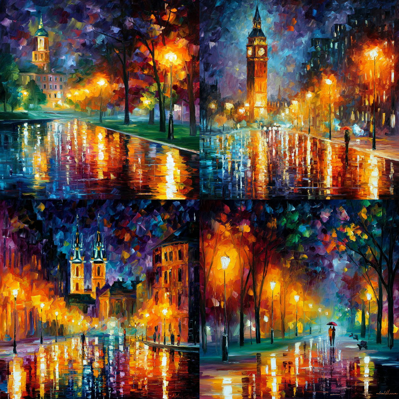Leonid Afremov style, Midjourney V7, render 1 of 4