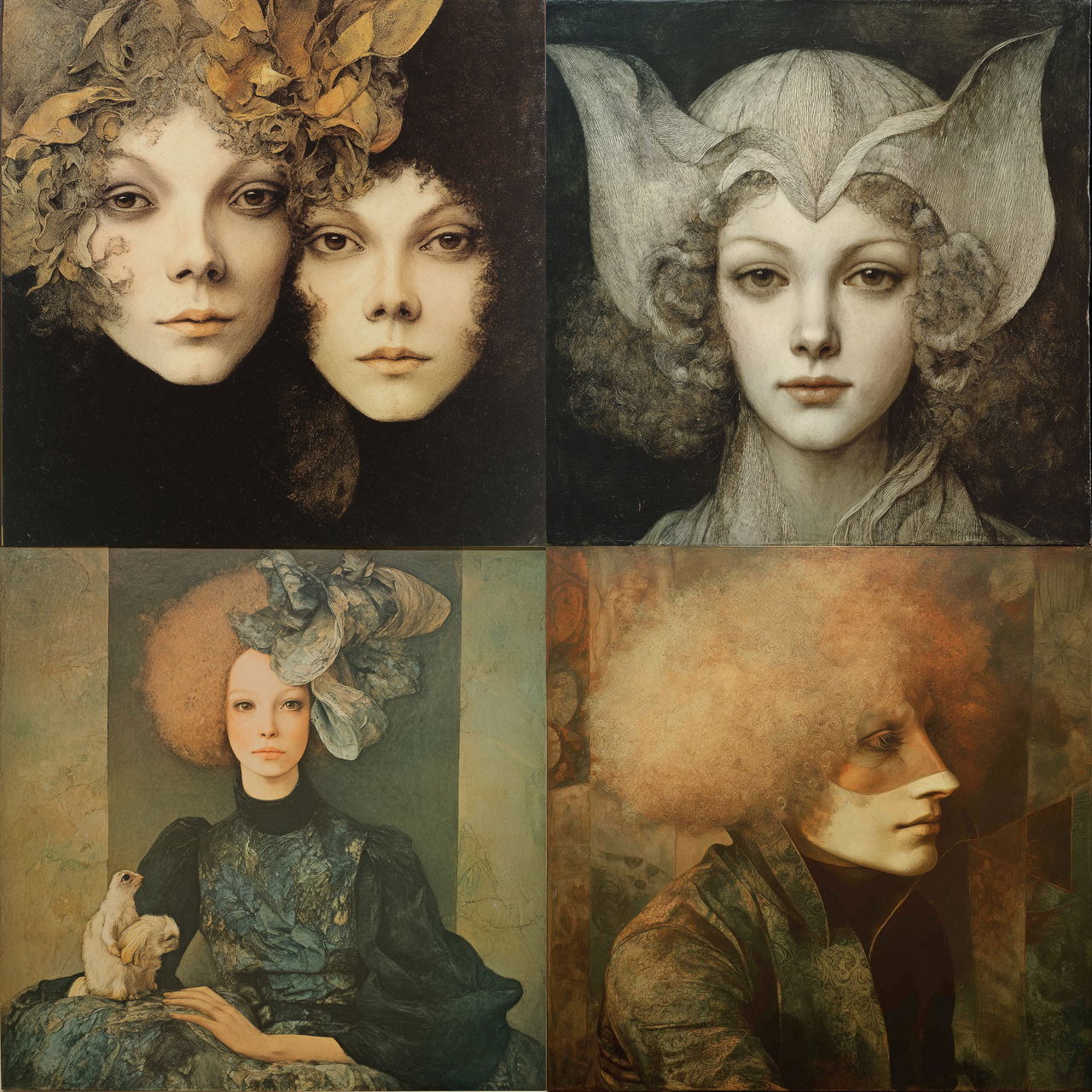 Leonor Fini style, Midjourney V7, render 1 of 4