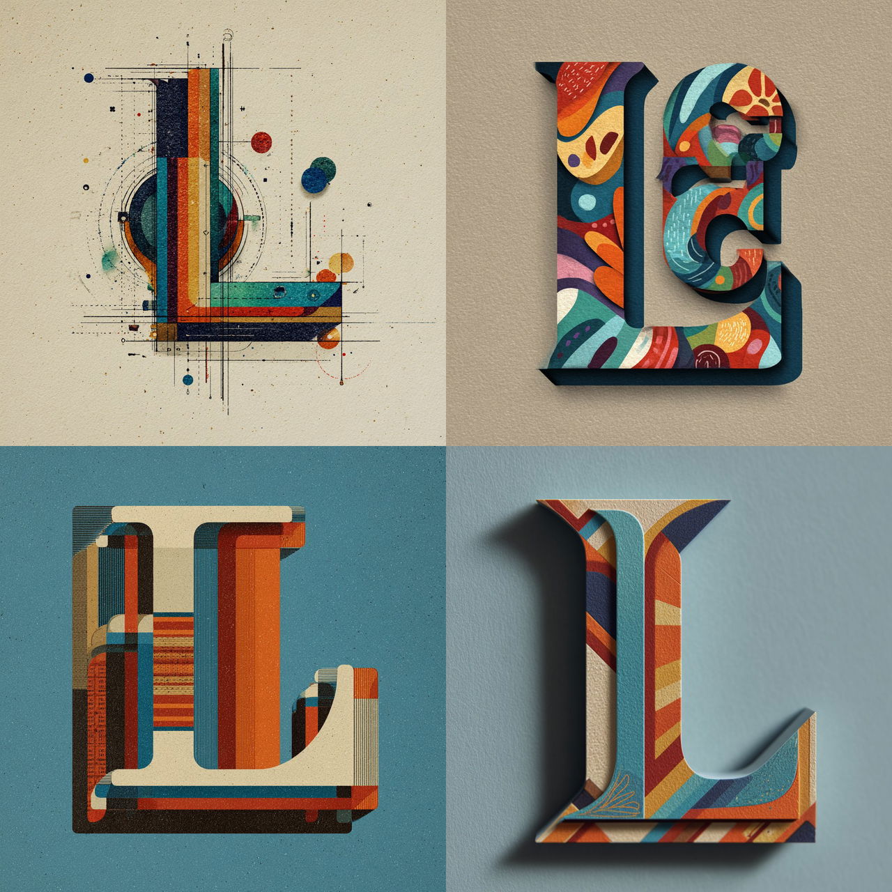 Letterism style, Midjourney V7, render 1 of 4